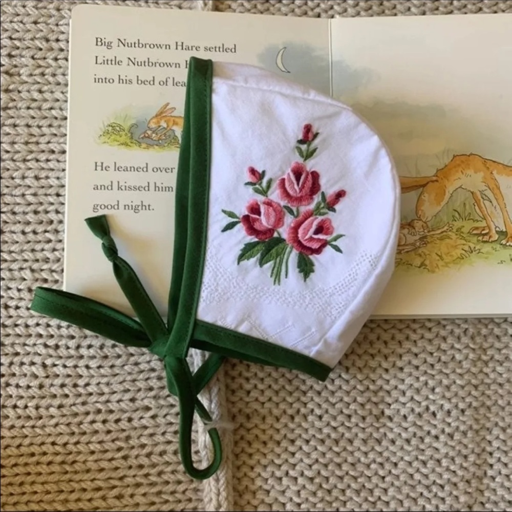 Embroidered baby bonnet